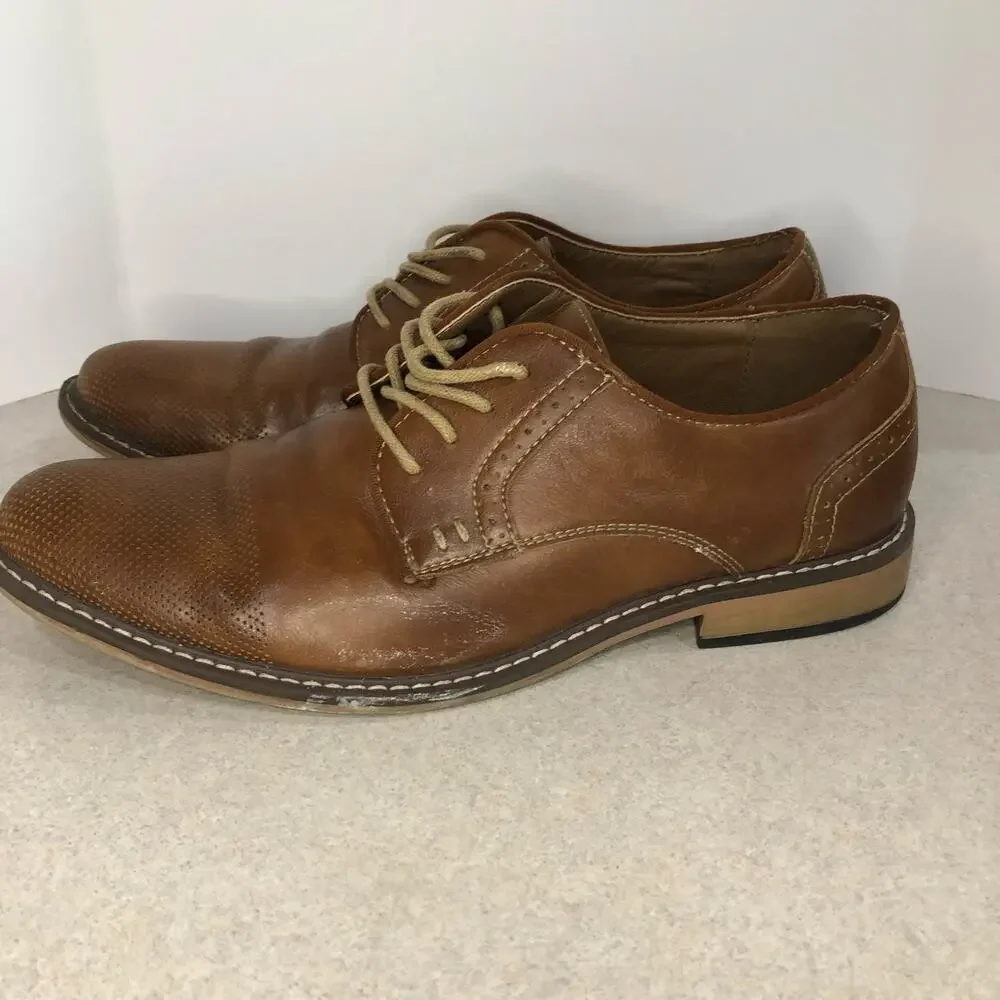 Steve Madden M-Alk Cognac Brown Dress Oxford Shoes WM910771 Sz 9M Perforated Toe